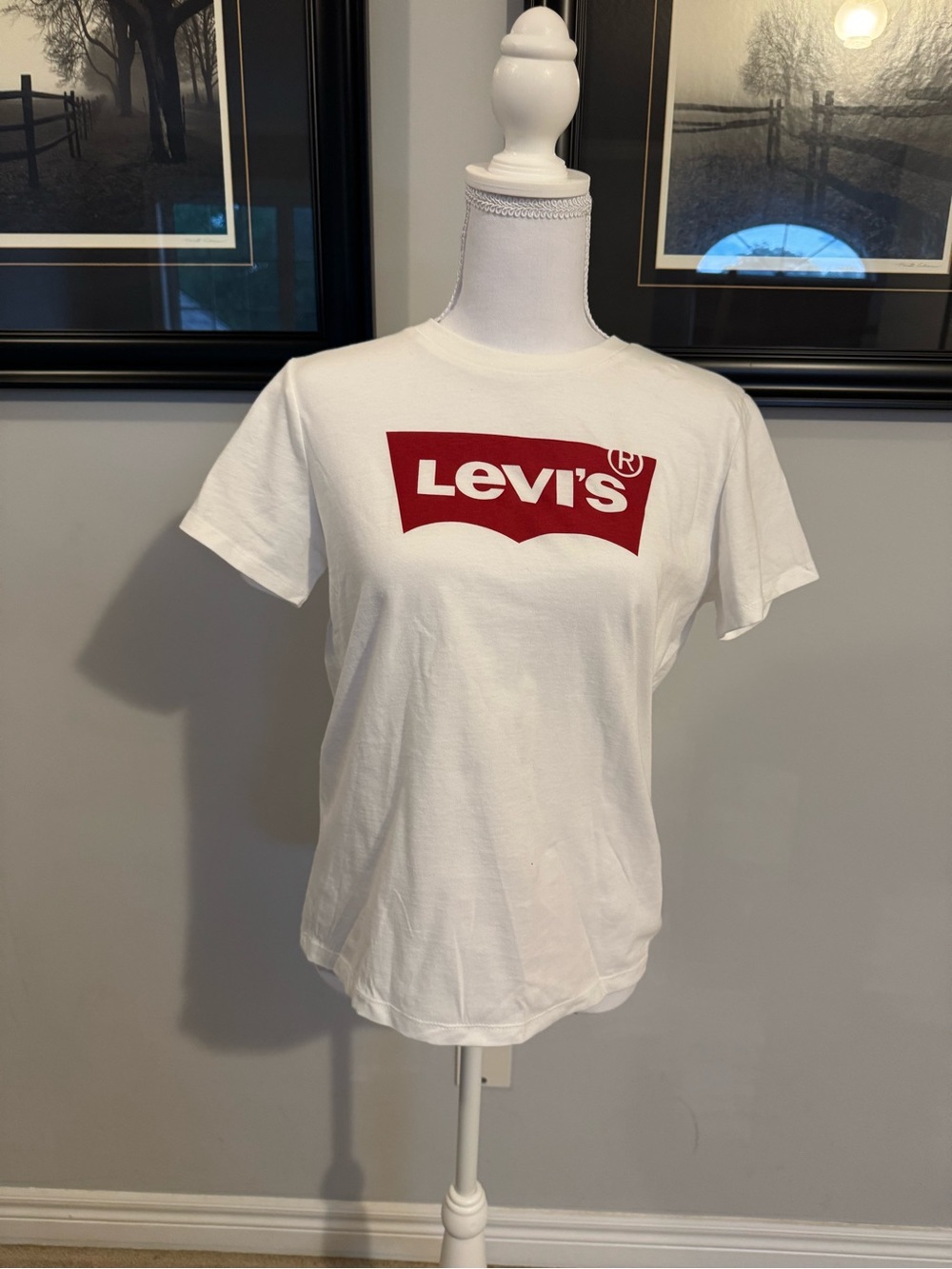 Levi's White Tee with Red Logo Tag